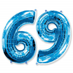 Воздушный шар фольгированный ЦИФРА 6/9 40"/102 см Синий/Blue в упаковке