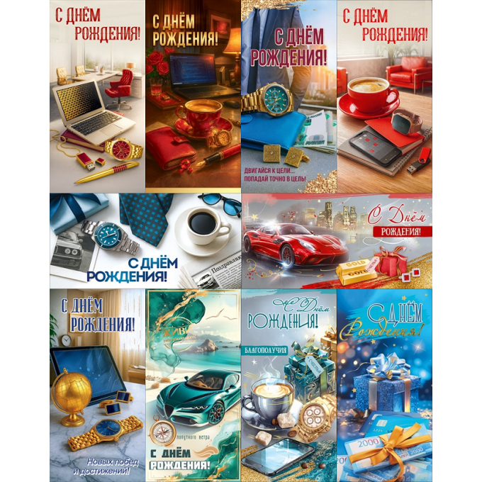 Конверт для денег С Днем рождения! Мужской Микс (10в*2)