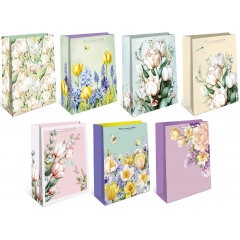 Пакет подарочный 33*42,5*10 см ТЮЛЬПАНЫ Микс (7в*1)