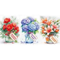 Бирка двойная ЦВЕТЫ Микс (3в*10)