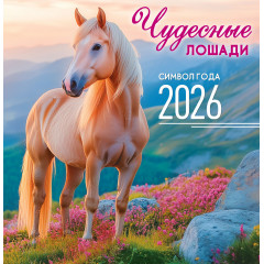 Календарь перекидной на скрепке на 2026 год Символ года (фото). Чудесные лошади