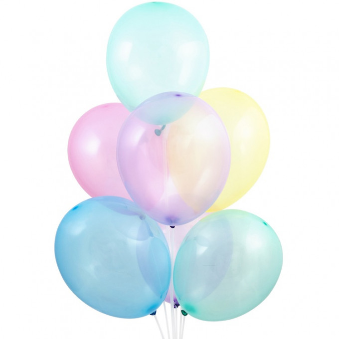 Воздушный шар латексный 14" Кристалл ассорти RAINBOW 50 шт