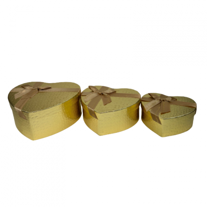 Набор подарочных коробок из 3 шт Сердце 22*20*9 см ЗОЛОТО