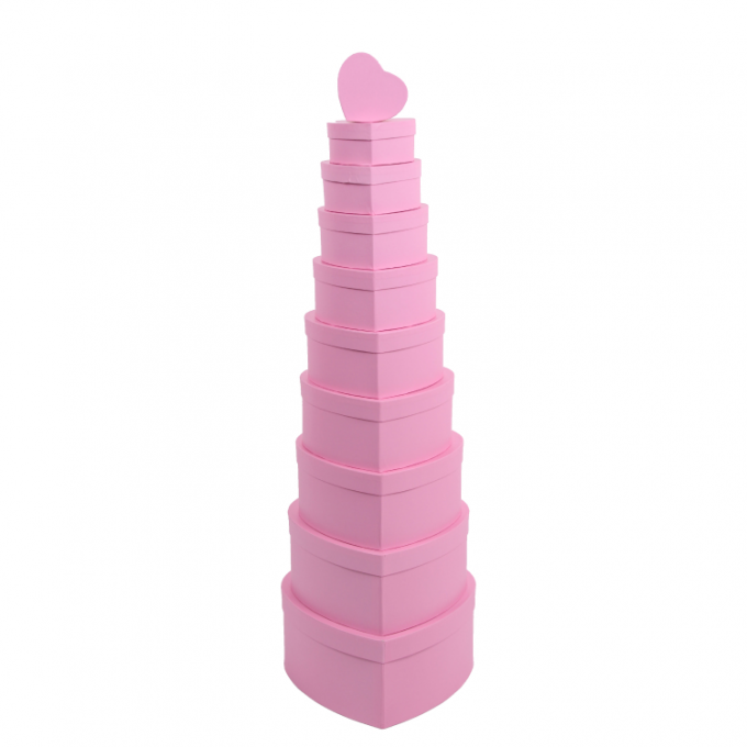 Набор подарочных коробок из 10 шт Сердце 33*32,3*14 см РОЗОВЫЙ ГРАДИЕНТ