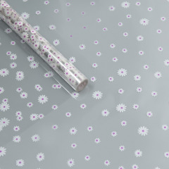 Пленка цветная 70см/200гр Маргаритки бело-сиреневый