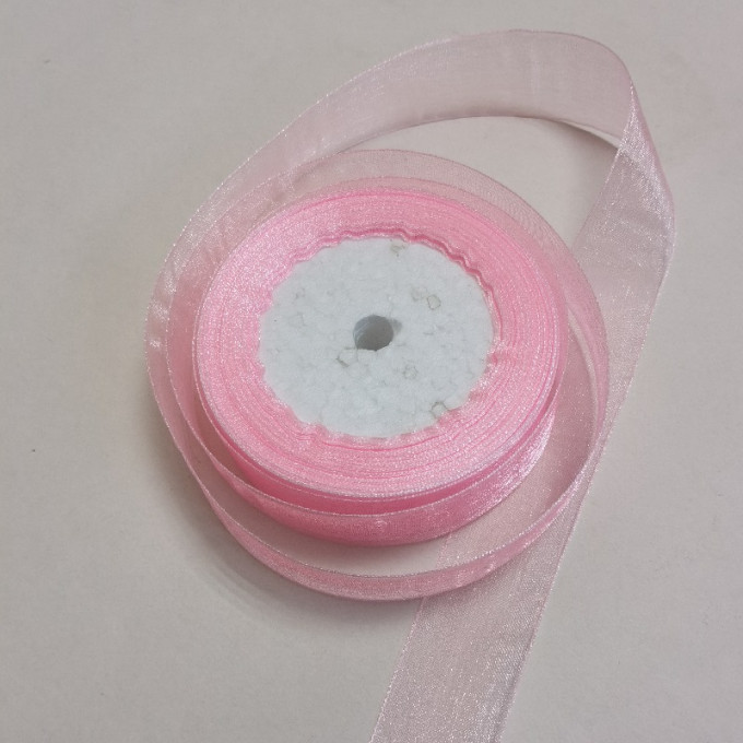 Лента органза 25мм*25 Y НЕЖНО-РОЗОВЫЙ