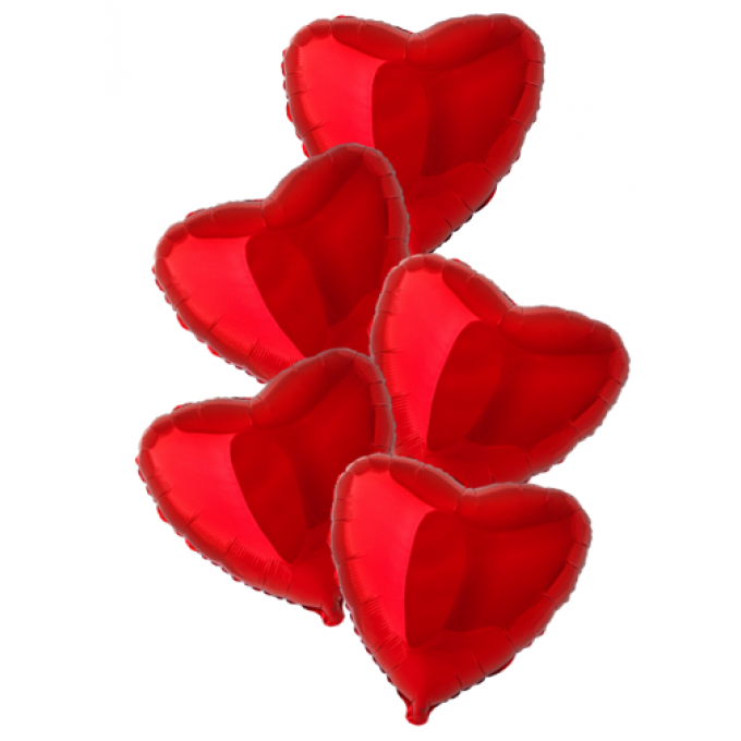 Набор фольгированных шаров 18"/45см СЕРДЦЕ Металлик Red