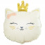 Воздушный шар фольгированный 24" Фигура Кошечка с короной бежевая 61 см