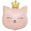 Воздушный шар фольгированный 24" Фигура Кошечка с короной розовая 61 см