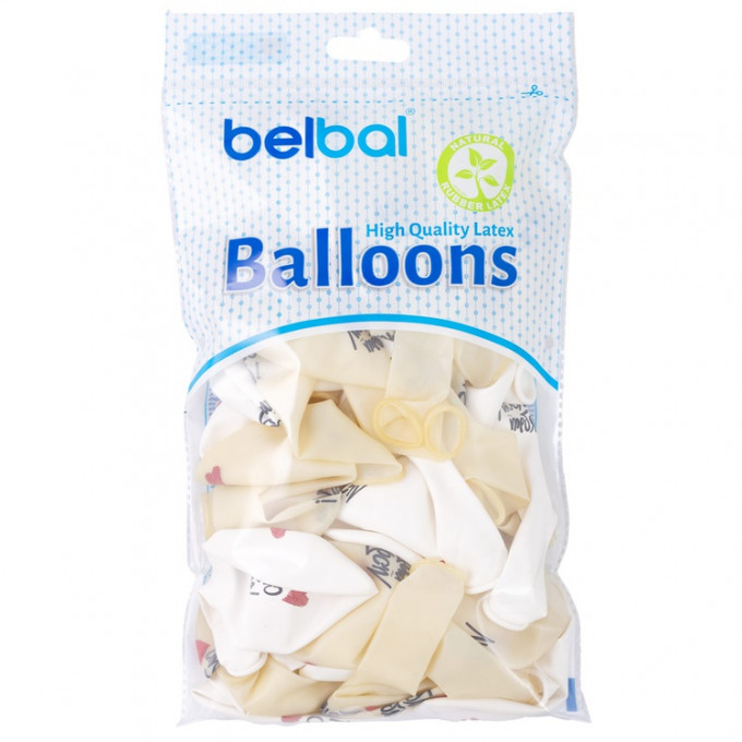 Воздушный шар латексный с рисунком 14" пастель Люблю Тебя 2цв