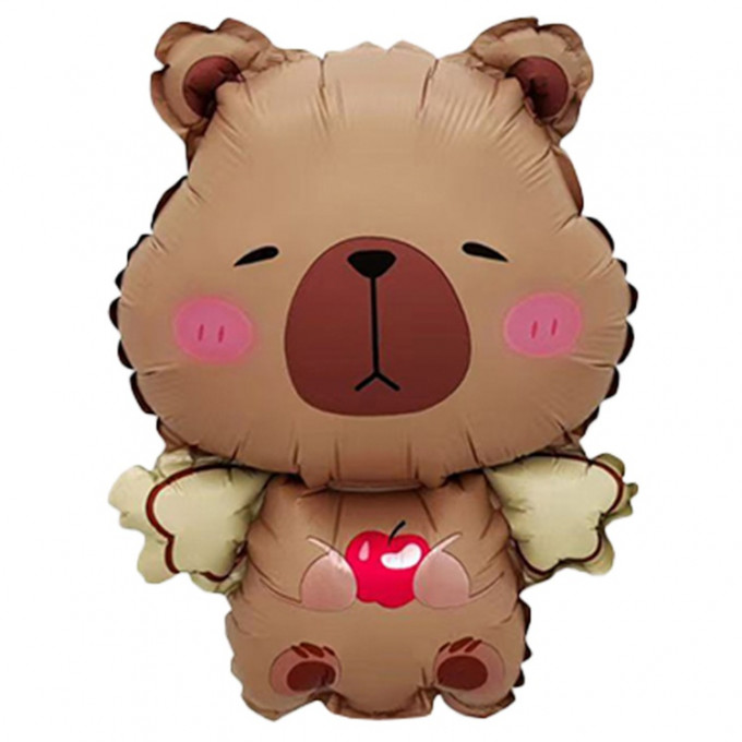 Воздушный шар фольгированный Мини-фигура 15"/38 см Капибара с крыльями в упак.