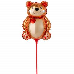 МИНИ ФИГУРА К 12" Мишка с сердцем на палочке 30 см