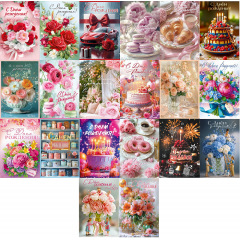 Открытка С Днем рождения! Женский Микс (20в*1)