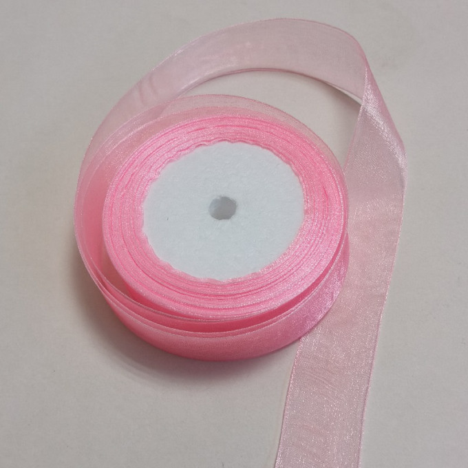 Лента органза 25мм*25 Y РОЗОВЫЙ