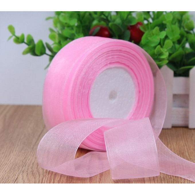 Лента органза 25мм*25 Y РОЗОВЫЙ