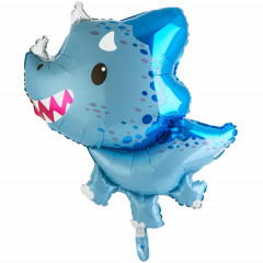 Воздушный шар фольгированный  32" Динозавр Трицератопс голубой 82 см