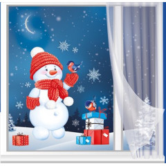 Оформительские наклейки "Снеговик с подарками"