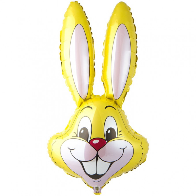 Воздушный шар фольгированный 35" Фигура Заяц желтый 90*58 см