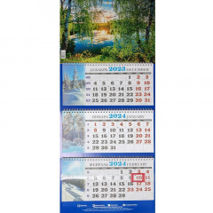 Календарь настенный квартальный с курсором ТРЕХБЛОЧНЫЙ Природа Березы