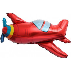 Воздушный шар фольгированный 38''/97 см Фигура Самолет Красный