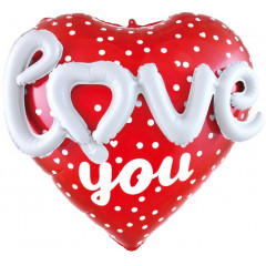 Воздушный шар фольгированный 25\'\'/64 см Сердце 3D Love (признание в любви) Красный 1 шт. в уп