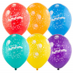 Воздушный шар латексный с рисунком 14" пастель шелкография С Днем рождения! Шары Конфетти ассорти