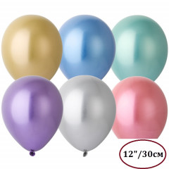 Воздушный шар латексный 12" Хром ассорти