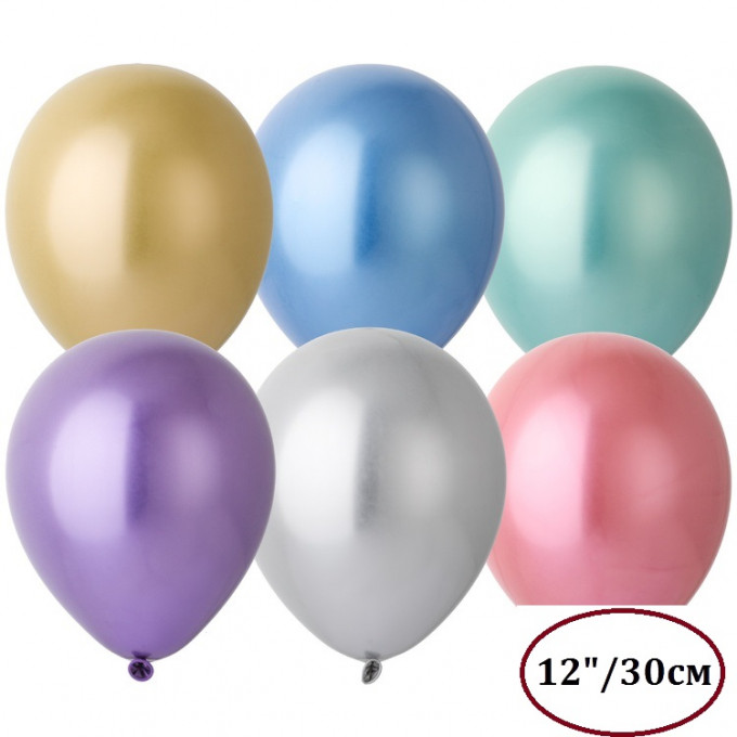 Воздушный шар латексный 12" Хром ассорти
