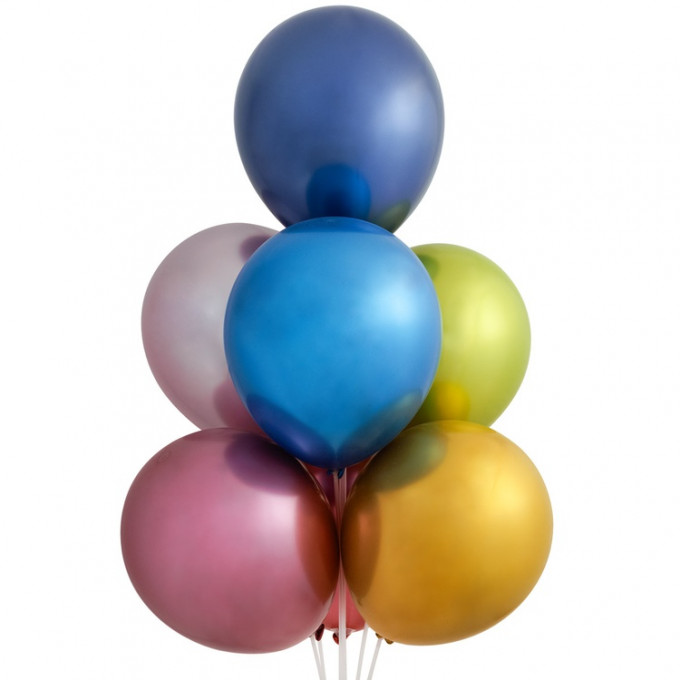 Воздушный шар латексный 12" Хром ассорти