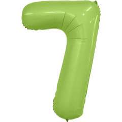 Воздушный шар фольгированный 40\'\'/102 см Цифра "7" Мистик Фисташка Slim в упаковке