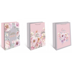 Пакет подарочный 18*22,3*10 см РОЗОВЫЙ САД Микс (3в*2)