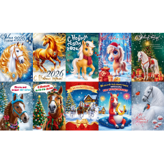 Открытка С Новым годом! Символ года МИКС (10в*2)