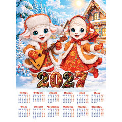 Календарь листовой на 2027 Символ года