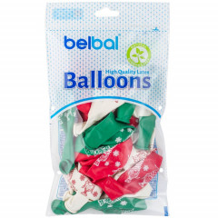 Воздушный шар латексный с рисунком 14" пастель шелкография Гномы новогодние