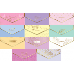 Конверт для денег С 8 Марта! ФОЛЬГА, ЛАК SOFT-TOUCH Микс (11в*2)