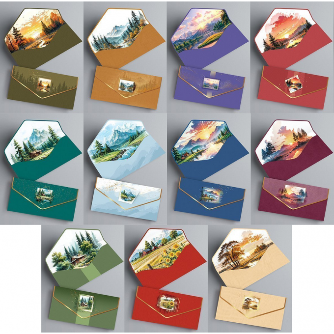 Конверт для денег Без надписи ФОЛЬГА, ЛАК SOFT-TOUCH Микс (11в*2)