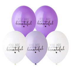 Воздушный шар латексный с рисунком 14" пастель шелкография You Are Beautiful 50 шт