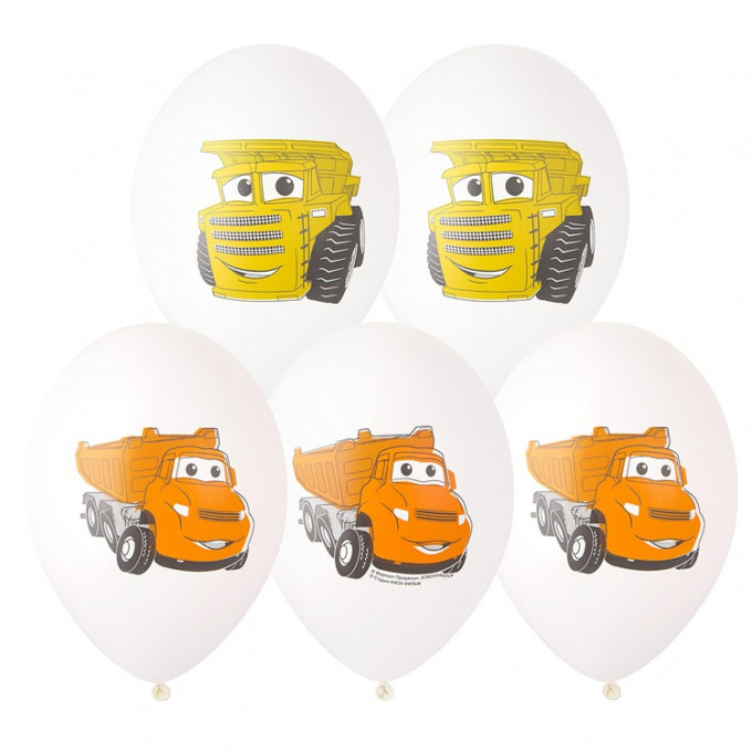 Воздушный шар латексный с рисунком 14" Грузовички