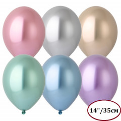 Воздушный шар латексный без рисунка 14" Хром Glossy ассорти 12 шт