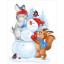 Плакат "Белка и заяц со снеговиком" (ретро-коллекция)