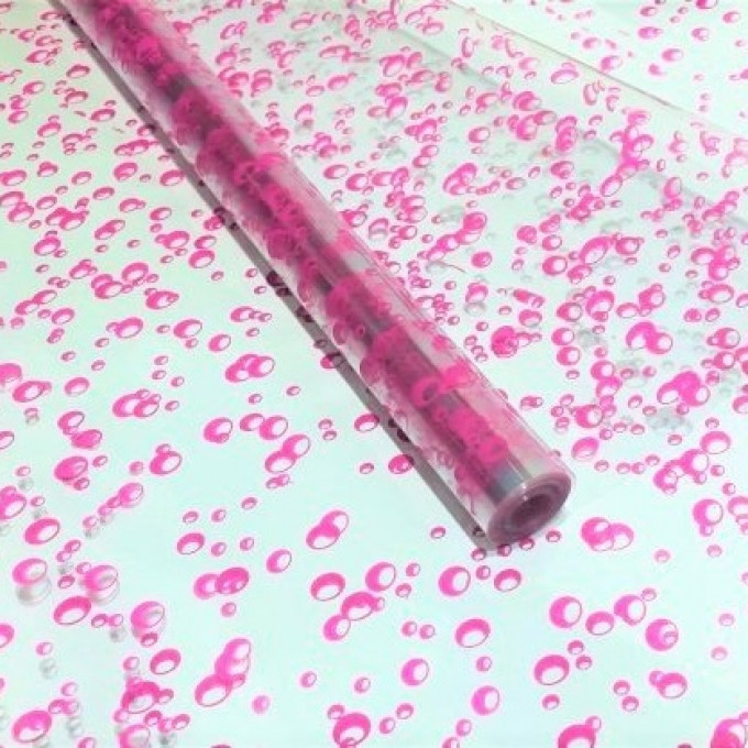 Пленка цветная 70см/200гр Пузыри розовый