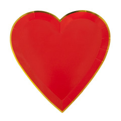 Тарелки 9"/23 см Сердце Красный Металлик 6 шт.