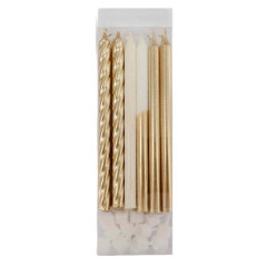 Свечи Gold&White с держателями 12шт 12см