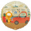 Воздушный шар фольгированный с рисунком 18"/45см Круг Котэ в гараже