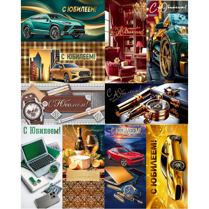 Конверт для денег С Юбилеем! Муской Микс (10в*2)