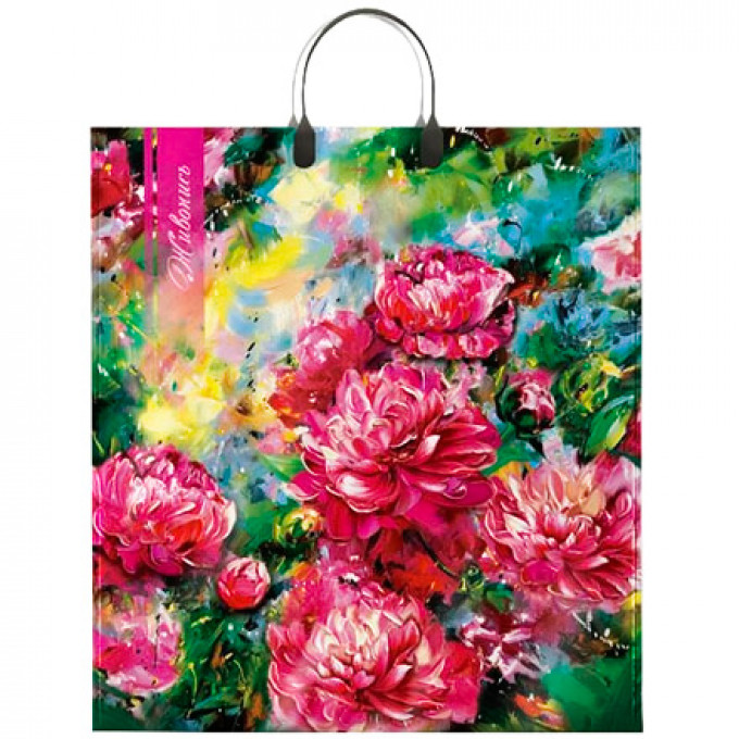 Пакет П/Э с пластмассовыми ручками 40*44 см (100 мкм)  ЖИВОПИСЬ ламинация