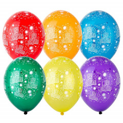Воздушный шар латексный 14" кристалл шелкография С Днем рождения! Шары ассорти