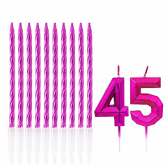 Набор свечей "45 лет" Фуксия (2 цифры+свечи)