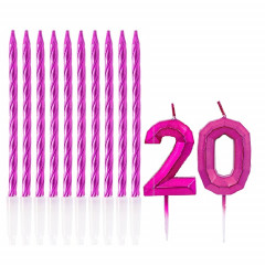 Набор свечей "20 лет" Фуксия (2 цифры+свечи)
