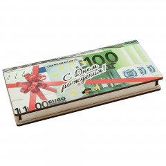 Конверт для денег деревянный С Днем Рождения! (Евро)
